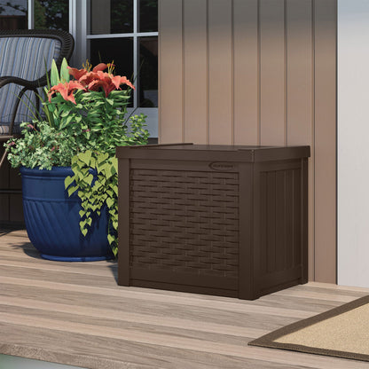 Suncast 22 Gallon Outdoor Patio Small Deck Box with Storage Seat, Java (3 Pack)