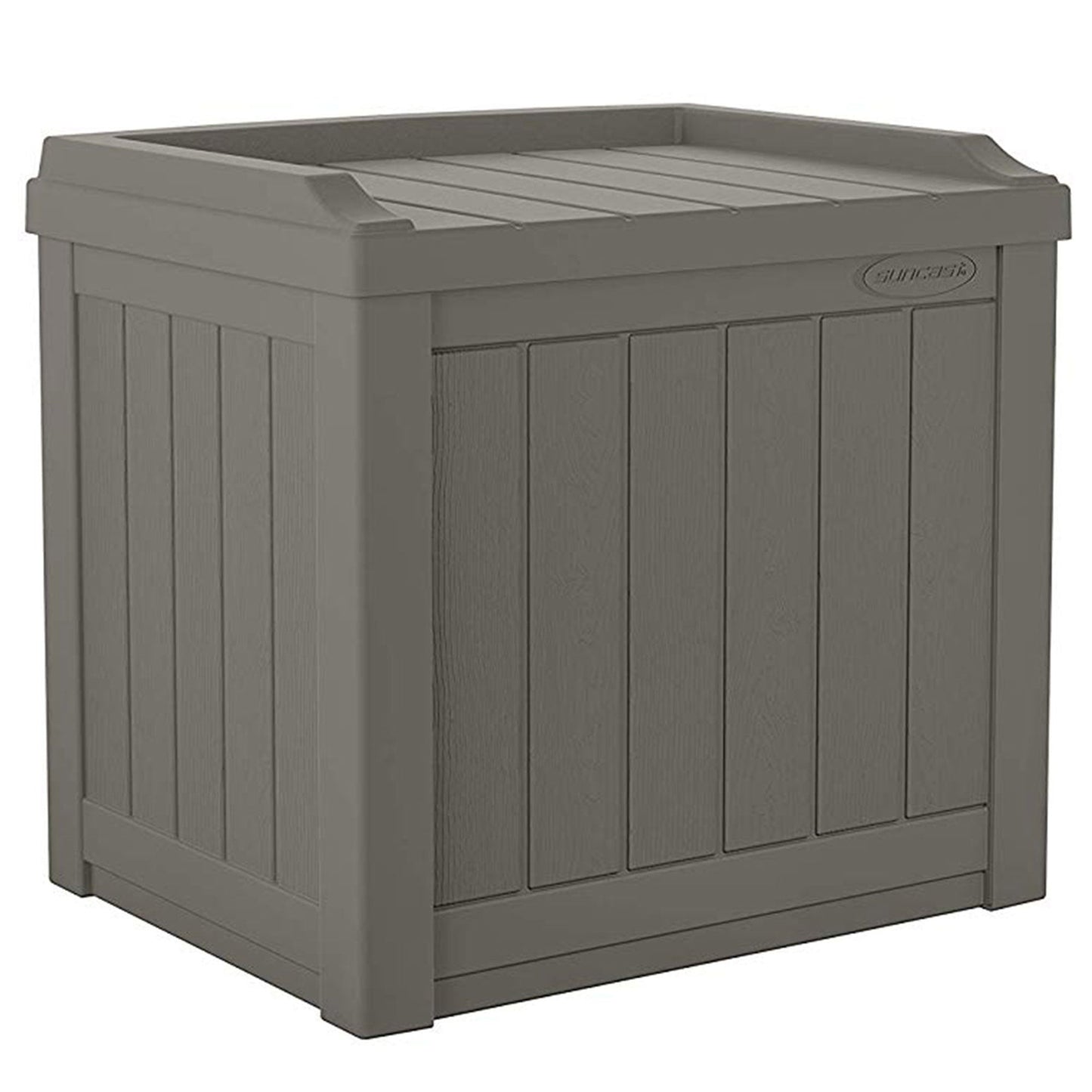 Suncast 22 gal Outdoor Patio Small Deck Chest Box w/Storage Seat, Stone (3 Pack)