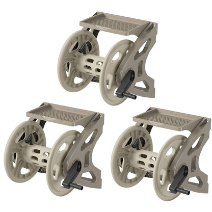 Suncast Handler 200 Foot Plastic Wall Mounted Outdoor Garden Hose Reel (3 Pack)