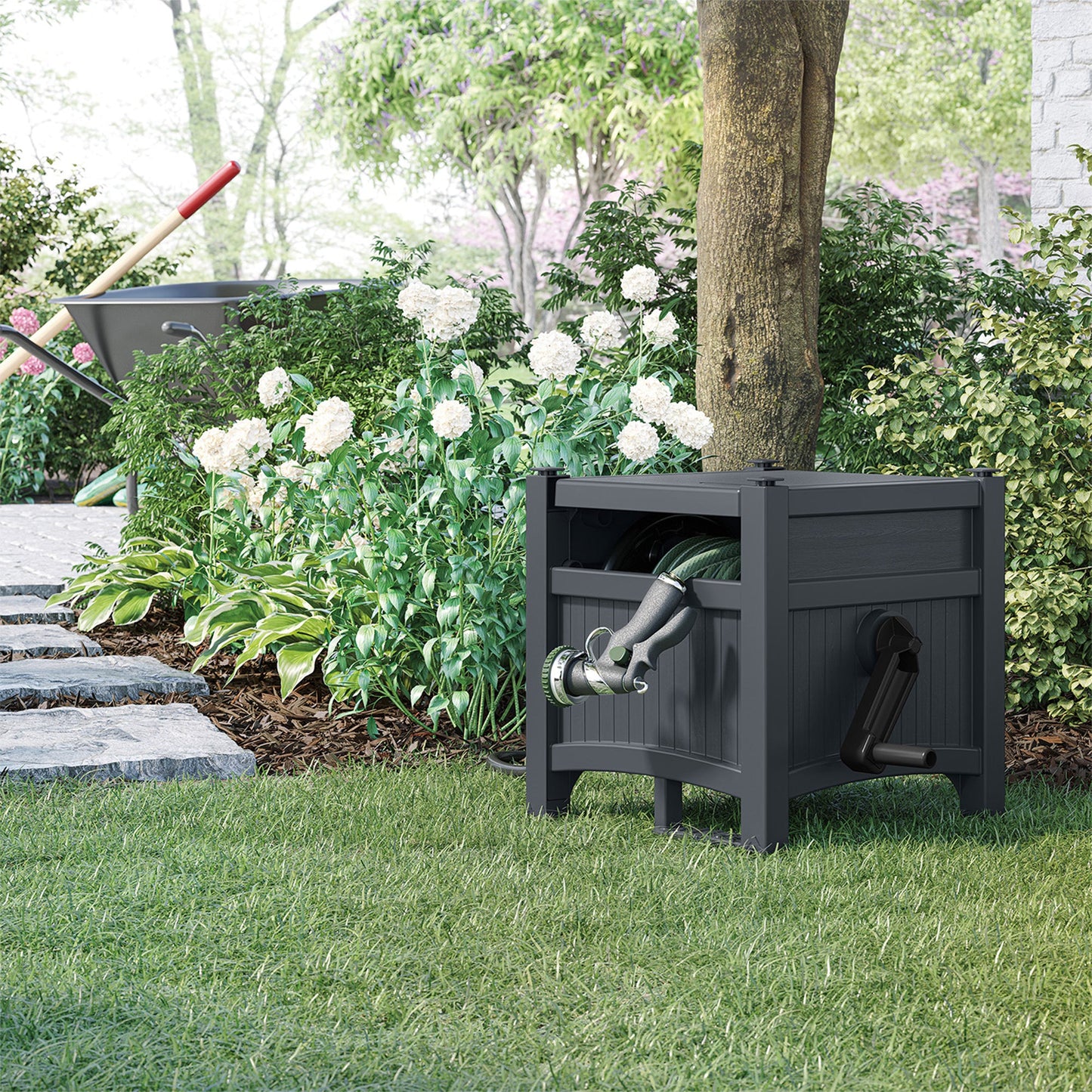 Suncast Hideaway 100 Ft Garden Hose Reel for 5/8 Inch Hoses, Cyberspace (2 Pack)