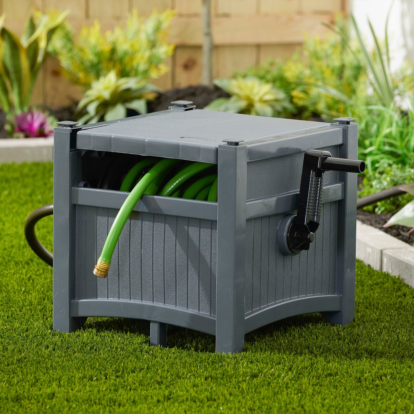 Suncast Hideaway 100 Ft Garden Hose Reel for 5/8 Inch Hoses, Cyberspace (4 Pack)