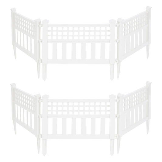 Suncast Grand View 14.5 x 24 Inch Yard Garden Border Fence Panel, White (2 Pack)