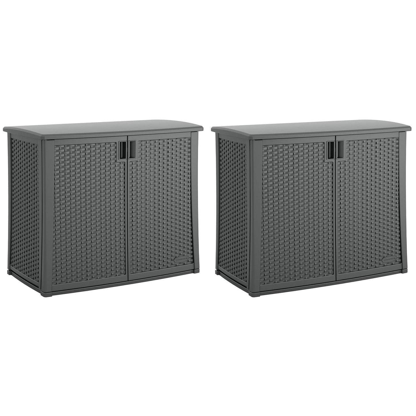 Suncast Lockable Outdoor Cabinet Deck Storage Box w/ Adjustable Shelf (2 Pack)