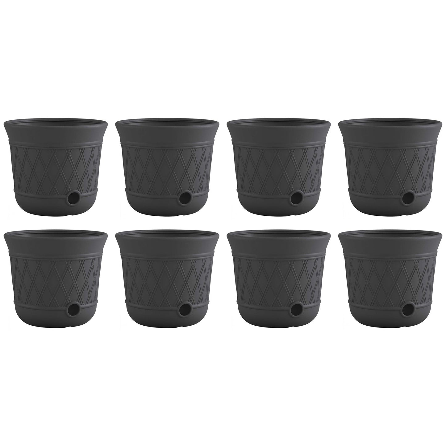 Suncast 14'' x 12" Decorative Hideaway Garden Hose Storage Pot, Gray (8 Pack)
