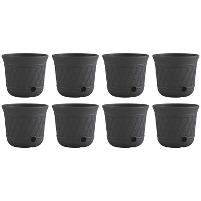 Suncast 14'' x 12" Decorative Hideaway Garden Hose Storage Pot, Gray (8 Pack)