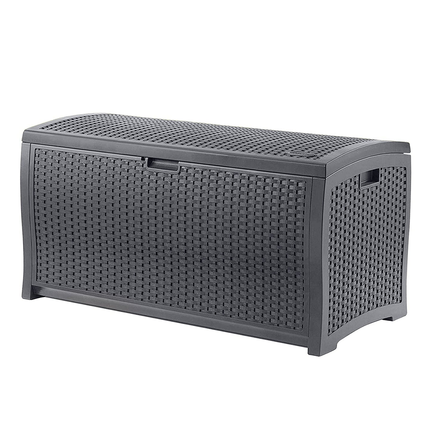 Suncast 73 Gallon Wicker Outdoor Patio Storage Deck Box, Cyberspace (2 Pack)