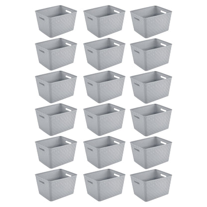 Sterilite 14"Lx8"H Woven Rectangular Tall Basket for Home Organization (18 Pack)