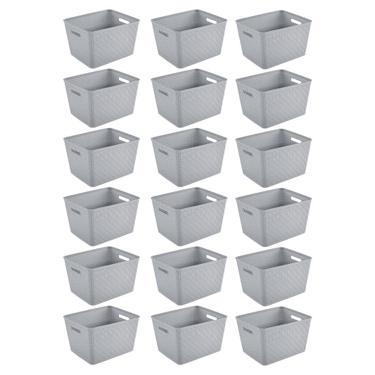 Sterilite 14"Lx8"H Woven Rectangular Tall Basket for Home Organization (18 Pack)