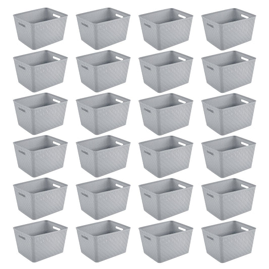 Sterilite 14"Lx8"H Woven Rectangular Tall Basket for Home Organization (24 Pack)
