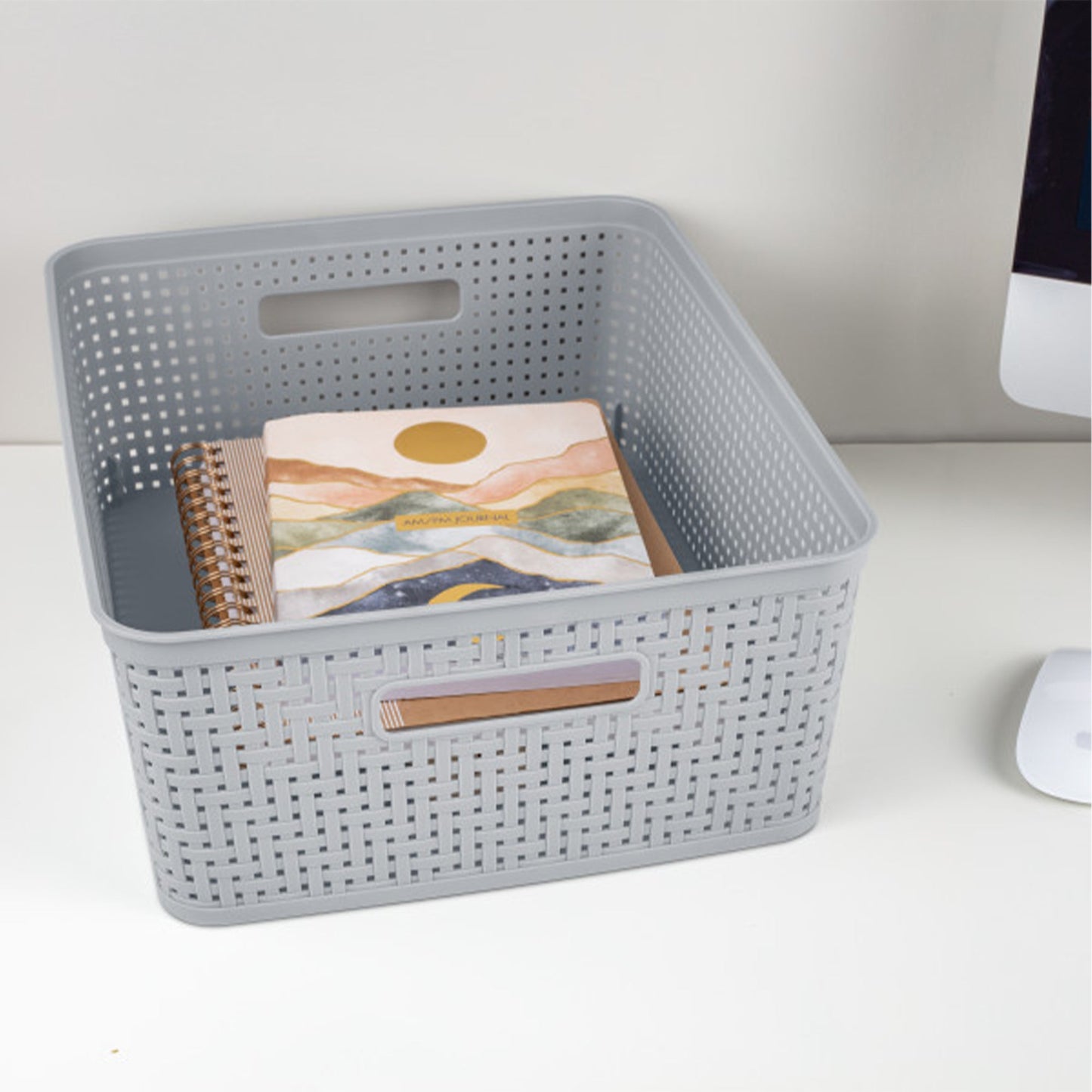 Sterilite 14'' x 11.5'' x 5'' Woven Rectangular Short Basket Organizer (6 Pack)