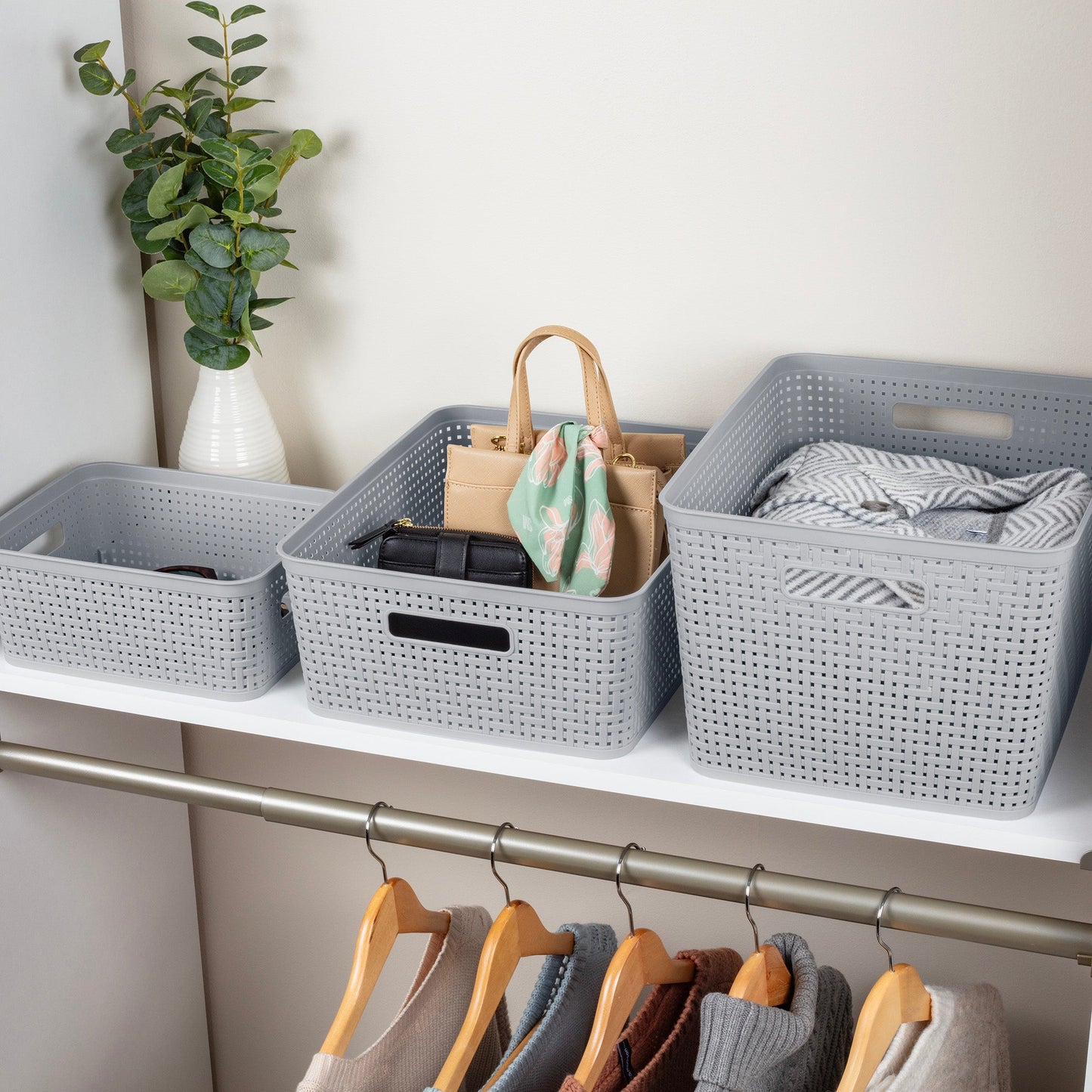 Sterilite 10x8x4.25 Inch Rectangular Short Basket for Home Organization (8 Pack)