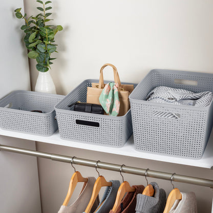 Sterilite 10x8x4.25 Inch Rectangular Short Basket for Home Organization (8 Pack)