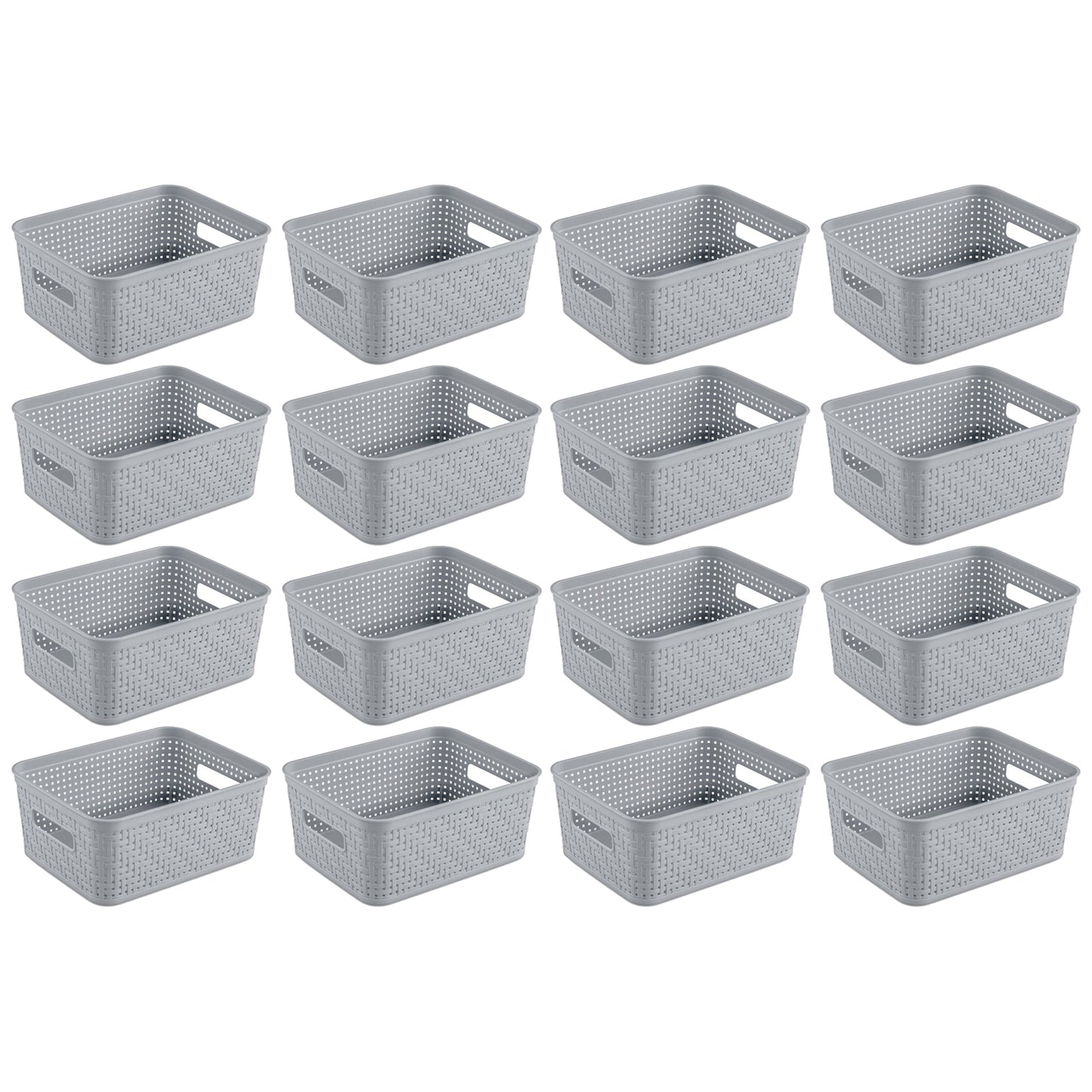 Sterilite 10x8x4.25 In Rectangular Short Basket for Home Organization (16 Pack)