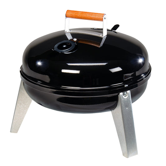 Americana Lock N Go Portable Charcoal Grill with Locking Hood & Bowl, Black