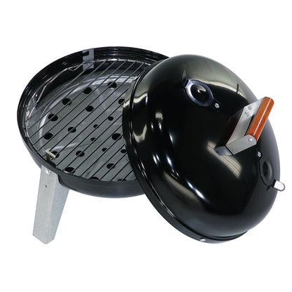 Americana Lock N Go Portable Charcoal Grill with Locking Hood & Bowl, Black