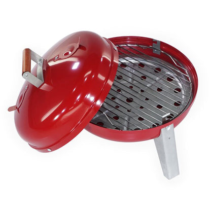 Americana Lock N Go Portable Charcoal Grill with Locking Hood and Bowl, Red