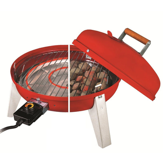 Americana Wherever Grill Dual-Fuel Portable Electric and Charcoal BBQ Grill, Red