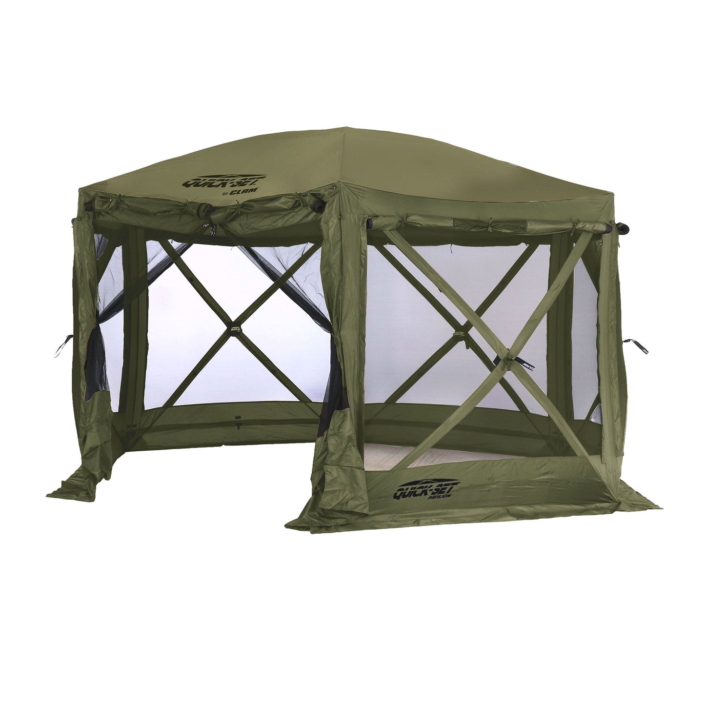 Clam Quick-Set Pavilion 12.5 x 12.5 Foot Portable Outdoor Canopy Shelter, Green