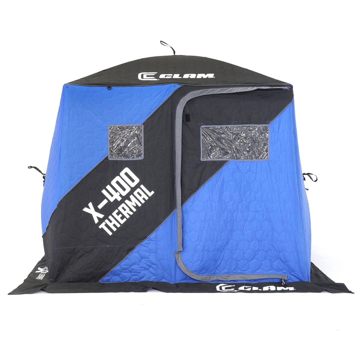 CLAM X-400 Portable 8 Ft 4 Person Pop Up Ice Fishing Thermal Hub Shelter Tent