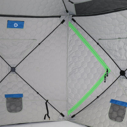 CLAM X-500 Portable 9 Ft 5 Person Ice Team Thermal Hub Shelter w/Dimmable Light
