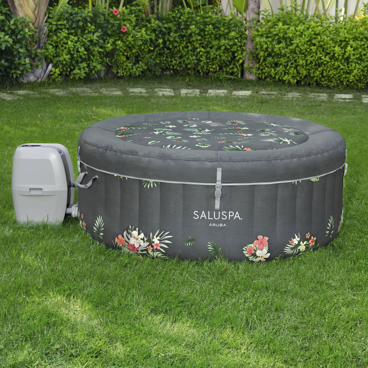 Bestway SaluSpa Sun Shade Canopy with Aruba SaluSpa Inflatable Outdoor Hot Tub