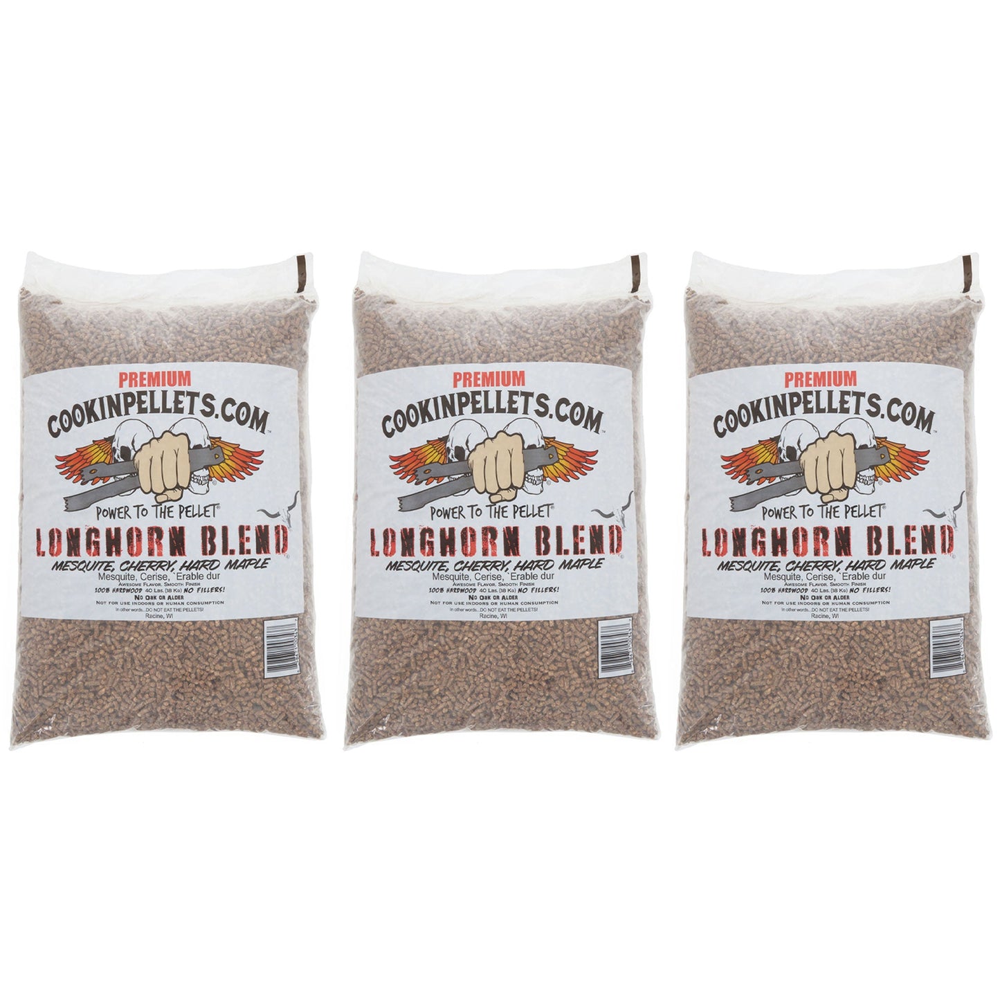 CookinPellets Premium 40 Lbs Longhorn Blend Grill Smoker Wood Pellets, (3 Pack)