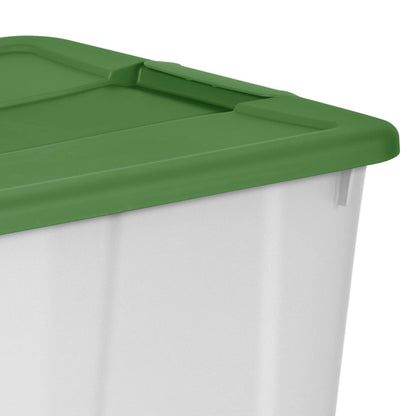 Sterilite 12 Gal Latching Lid Holiday Storage Tote Organizer Bin, Green, 4 Pack