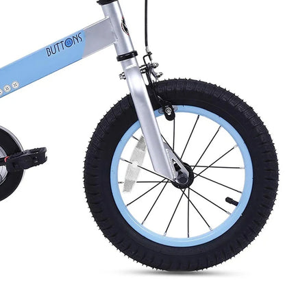 RoyalBaby Buttons 16'' Kids Bike with Kickstand & Training Wheels, Matte Blue