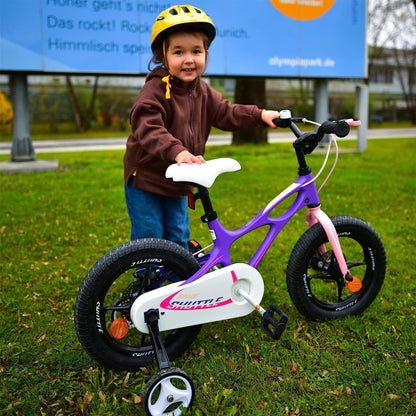 RoyalBaby Space Shuttle 14" Magnesium Alloy Kids Bike w/ Training Wheels, Purple