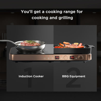 COOKTRON Portable Induction Cooktop Electric Stove &Cast Iron Griddle, Rose Gold