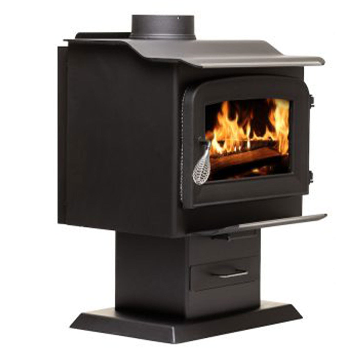 Ashley Hearth Products 1,200 Square Feet 68,000 BTUs Pedestal Wood Stove, Black