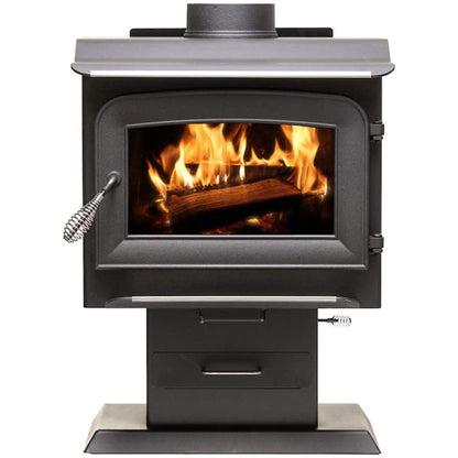 Ashley Hearth Products 1,200 Square Feet 68,000 BTUs Pedestal Wood Stove, Black