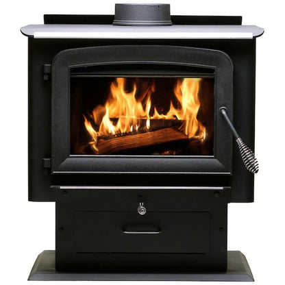 Ashley Hearth Products 2,000 Square Feet 89,000 BTUs Pedestal Wood Stove, Black