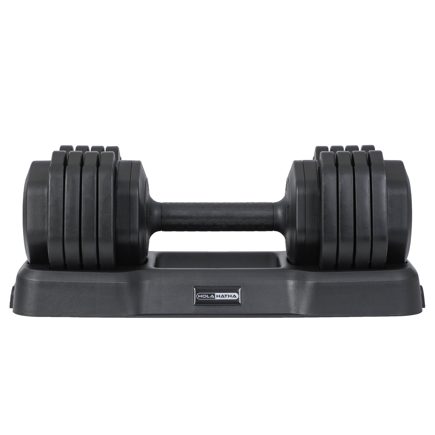 HolaHatha 5 in 1 Adjustable Dumbbell Home Workout Equipment, Black (2 Pack)