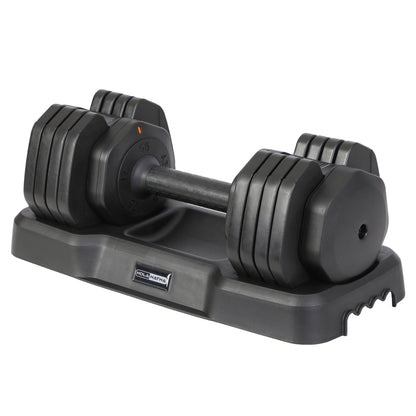 HolaHatha 5 in 1 Adjustable Dumbbell Home Workout Equipment, Black (2 Pack)