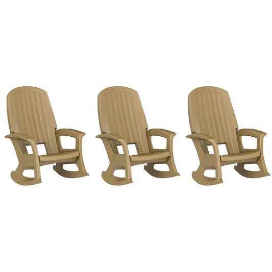 Semco Plastics Rockaway Heavy Duty All Weather Outdoor Rocking Chair (3 Pack)