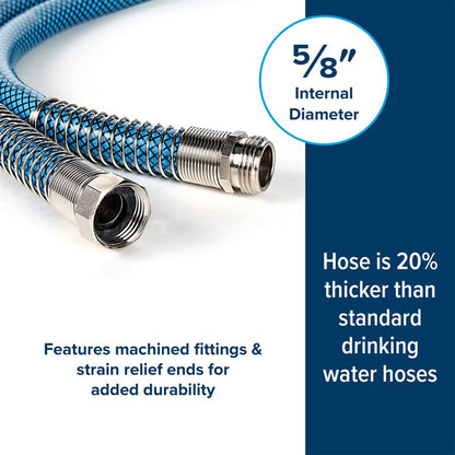 Camco TastePURE 25 Foot No Kink Heavy Duty PVC Premium Drinking Water Hose, Blue