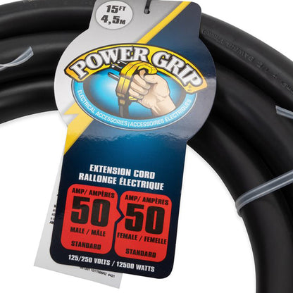 Camco 15 Foot 50 Amp Extension Cord with Power Grip Handles for RVs or Campers