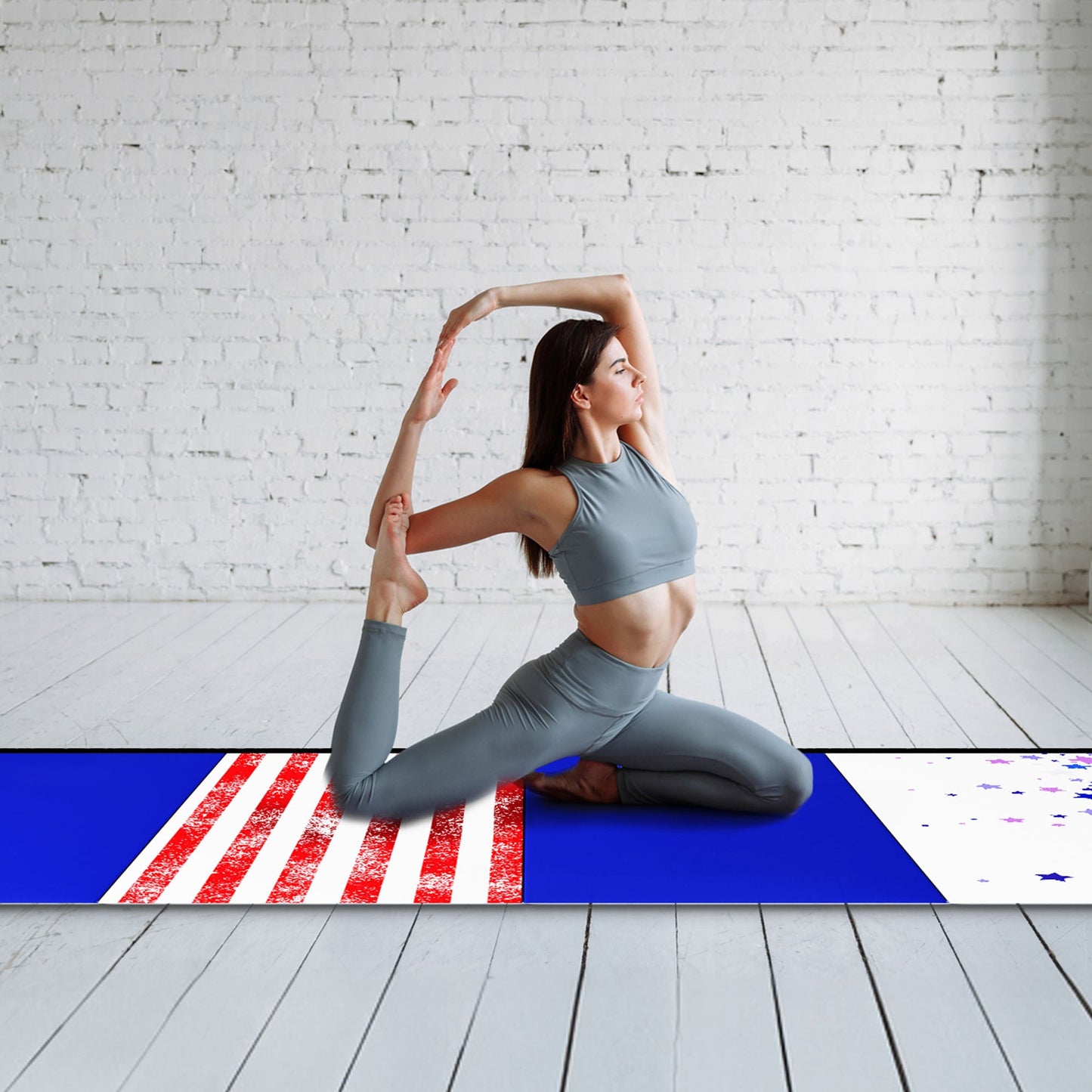 BalanceFrom Fitness Gymnastics Mat w/Sectional Floor Balance Beam,Red/White/Blue