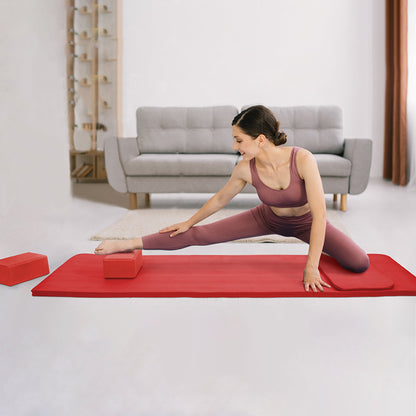 BalanceFrom Fitness 71"x24" Anti Tear Yoga Mat w/Strap, Knee Pad & Blocks, Red