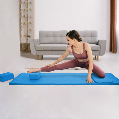 BalanceFrom Fitness 71"x24" Anti Tear Yoga Mat w/Strap, Knee Pad & Blocks, Blue