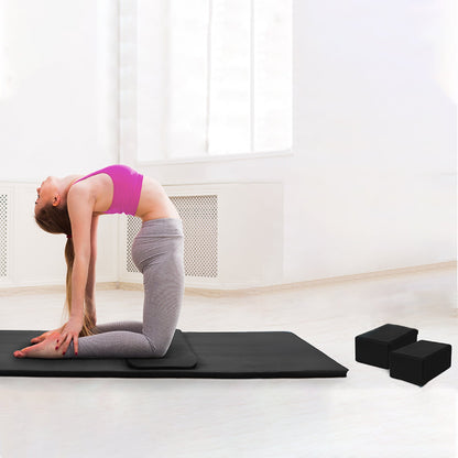 BalanceFrom Fitness 71"x24" Anti Tear Yoga Mat w/Strap, Knee Pad & Blocks, Black