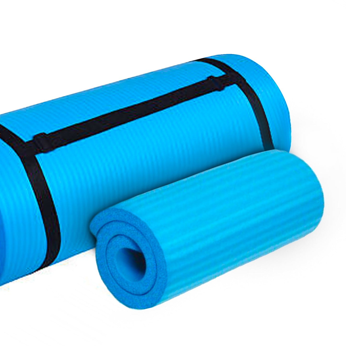 BalanceFrom Fitness 1" Extra Thick Yoga Mat w/Knee Pad and Carrying Strap, Blue