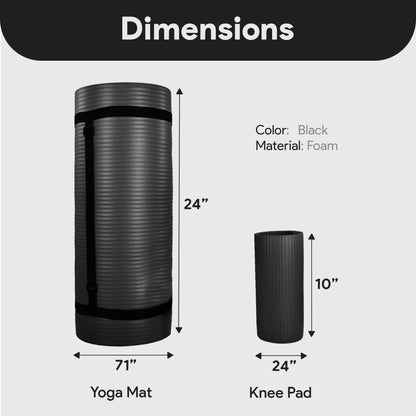 BalanceFrom Fitness 1" Extra Thick Yoga Mat w/Knee Pad and Carrying Strap, Black