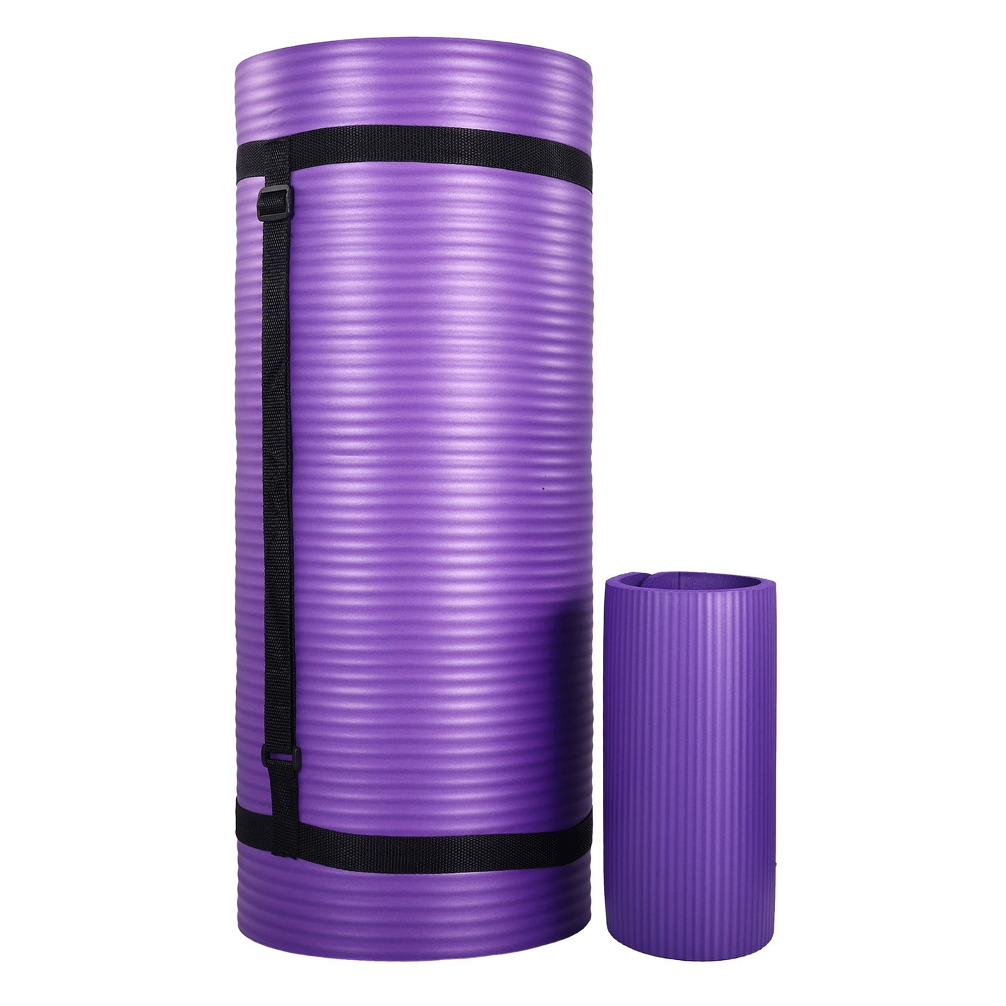 BalanceFrom Yoga Mat with Knee Pad, Yoga Blocks, Carrying Strap, and Extra 1-Inch Foam, Exercise Mat for Gym or Home Workout, 71" x 24", Purple