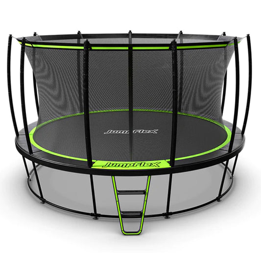 JumpFlex HERO 14' Trampoline for Kids Outdoor Play Equipment with Net & Ladder