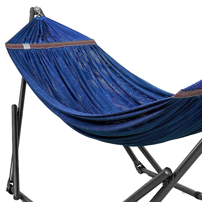 Tranquillo Universal 106.5" Double Hammock with Adjustable Stand and Bag, Aegean
