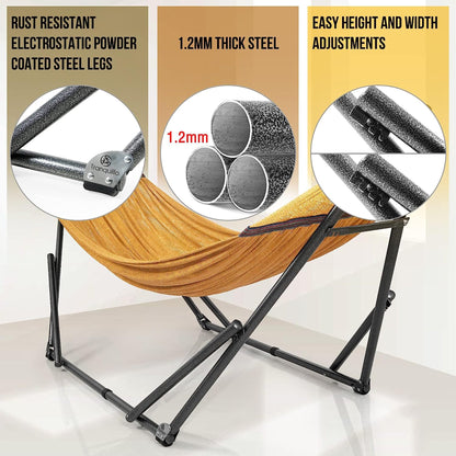 Tranquillo Universal 106.5" Double Hammock with Adjustable Stand and Bag, Yellow