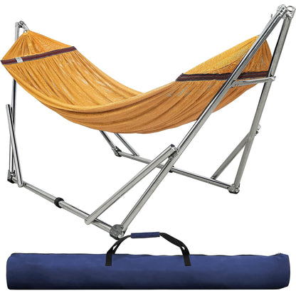 Tranquillo Universal 106" Double Hammock with Adjustable Stand and Bag, Yellow