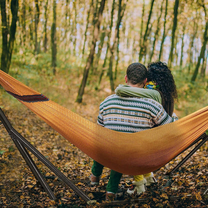 Tranquillo Universal 116" Double Hammock with Adjustable Stand and Bag, Yellow